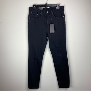 FRYE/ distressed black jeans NWT